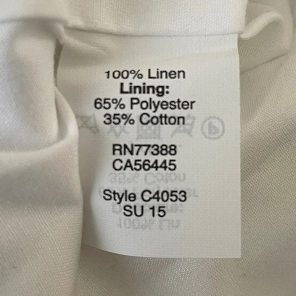 NEW J.Crew Linen Blazer Jacket White Black Piping‎ Zip Front 3/4 Sleeve Sz 12